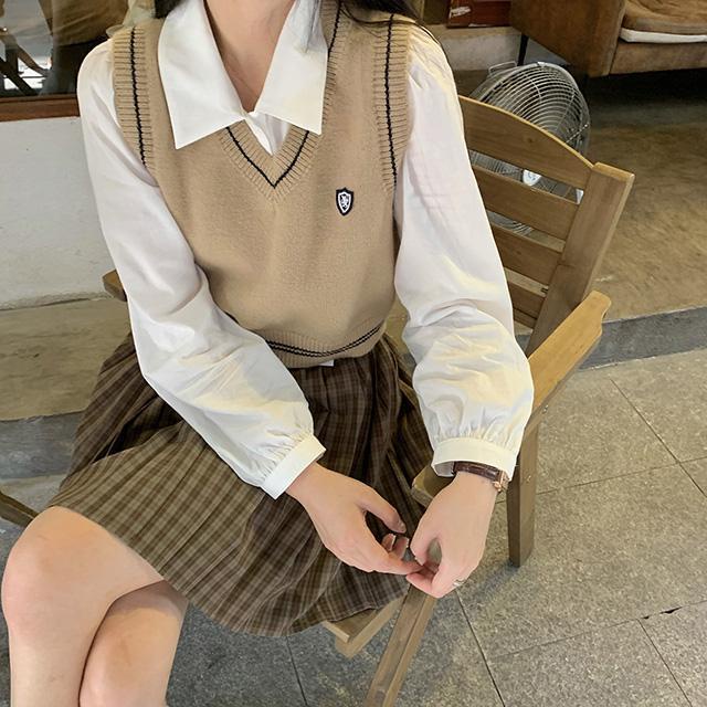 Áo tank top dệt kim cổ chữ v thời trang cho sinh viên