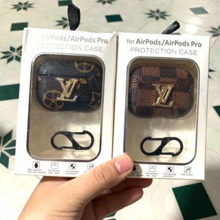 Bao da cao cấp cho tai nghe Airpod 3 Pro họa tiết Lv, kẻ sọc tặng móc treo