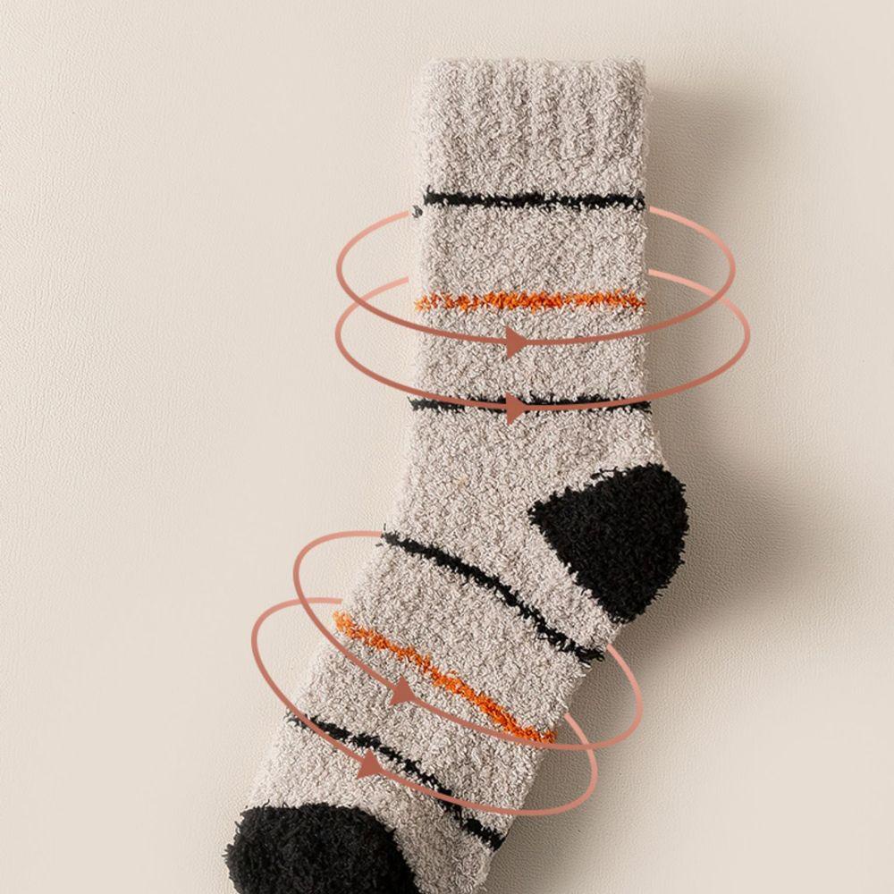 MIQUEL Đôi Vớ Cotton Dày Mềm Mại Họa Tiết Kẻ Sọc Thời Trang Mùa Thu Cho Nam