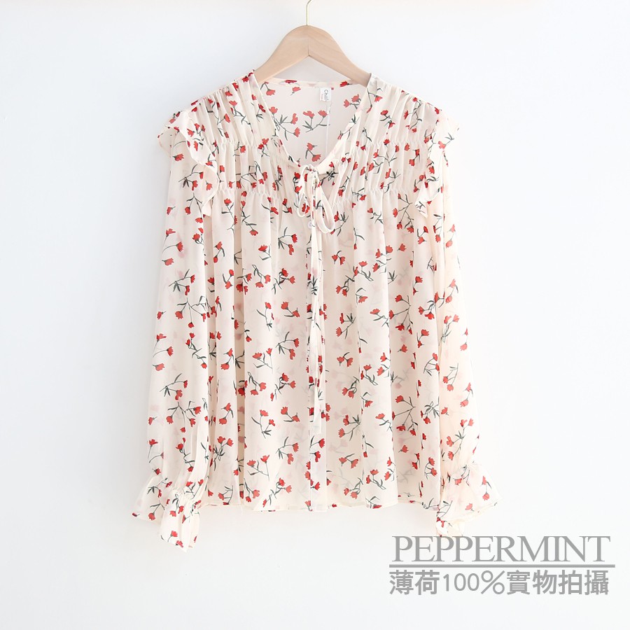 Áo sơ mi voan hoa dài tay thời trang hàn quốc dành cho nữ 28109 | BigBuy360 - bigbuy360.vn