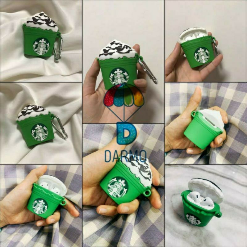 Case bảo vệ Airpods Pro/1/2 cậu bé hip hop/ cốc kem starbucks icy matcha frappuccino/ bánh táo nướng apple pie McDonald