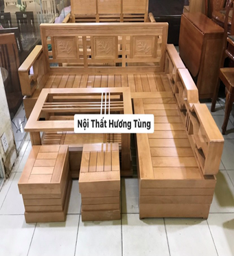 Sofa Gỗ Sồi  - Nội Thất Hương Tùng - Cam Kết Giao Đúng Sản Phẩm