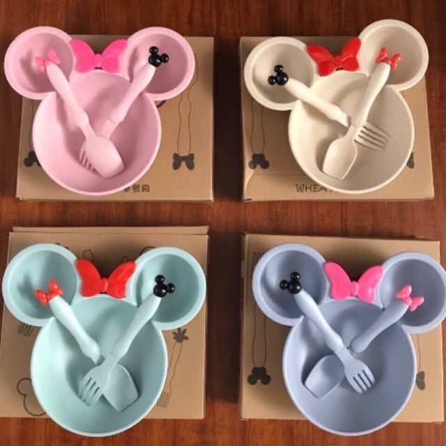 [FREE SHIP _99k] Bộ bát ăn dặm lúa mạch Mickey  cho bé