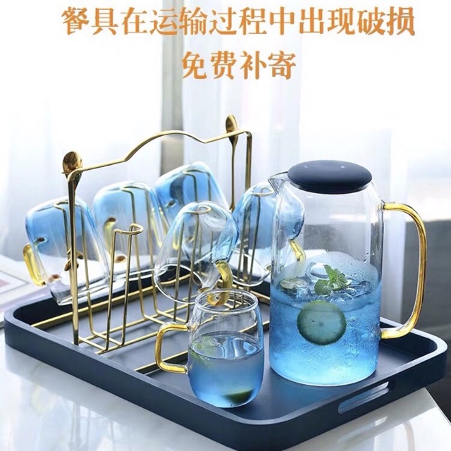 Bộ 1 Bình 6 Cốc Thuỷ Tinh Chịu Nhiệt Đổi Màu Nước Cao Cấp ( video thật, ảnh thật cuối) | BigBuy360 - bigbuy360.vn