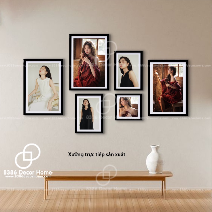 Bộ 6 Khung ảnh màu đen trơn đẹp giá tại Xưởng (được Sơn màu từ gỗ thông thật)