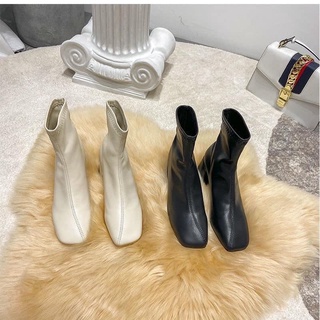 giày boot da mềm lot lông cổ ngắn