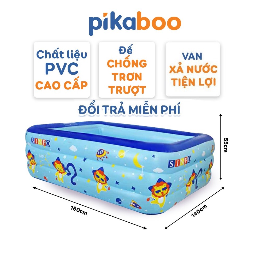 Bể bơi cho bé cao cấp Pikaboo hình chữ nhật đủ kích cỡ 2-3 tầng đáy 2 lớp chống trượt bền đẹp