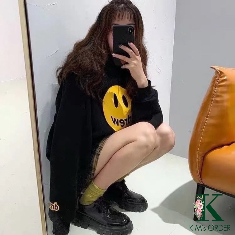 Áo Hoodie Drew Nam Nữ Unisex Màu Đen Trắng Xanh Than Có Mũ Dài Tay Phom Dáng Rộng Phong Cách Ulzzang Hàn Quốc Năng Động