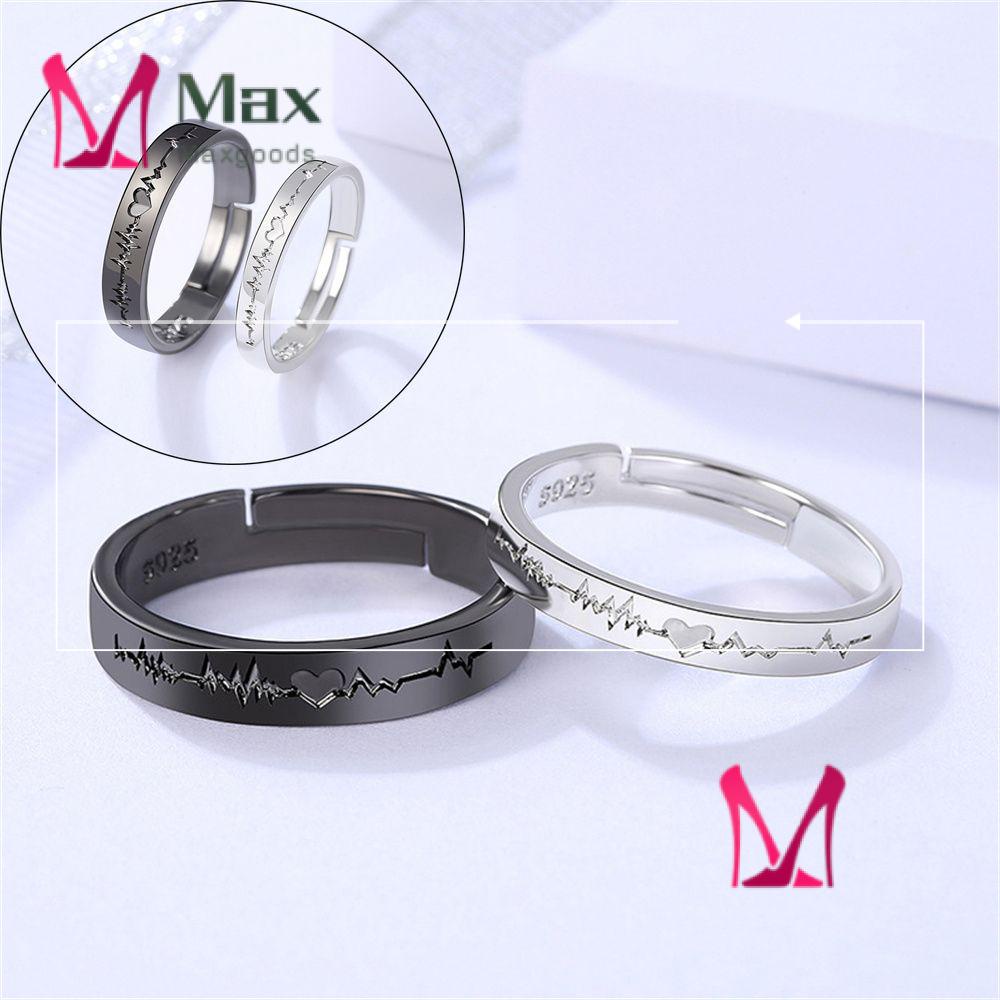 MAX Adjustable Couple Rings Korean Style Black|Color Heart Electrocardiogram Birthday Gift Wedding Fashion Simplicity Valentine'Day