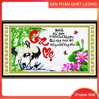 Tranh thêu chữ Cha mẹ 51416 kích thước 75*47cm [Hàng có sẵn]