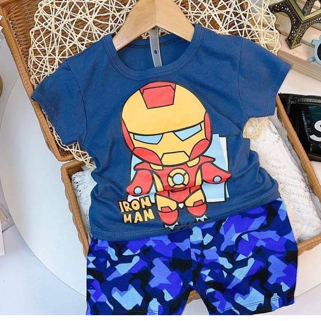 Bộ quần áo trẻ em, Áo thun cho bé trai 100% cotton size 5 - 25kg, từ 3-8 tuổi, họa tiết siêu nhân mua 5 tặng 1
