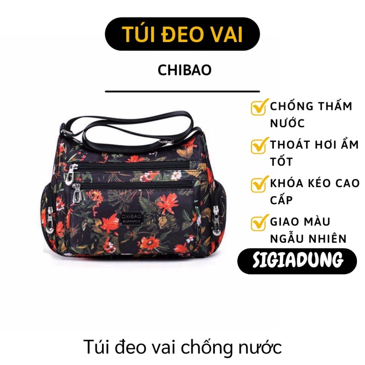 [SGD] Túi Đeo Chéo Cỡ Lớn - Túi Du Lịch Chống Thấm Nước, Nhiều Ngăn Họa Tiết Hoa 7318