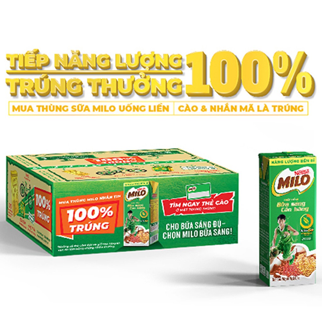 Lốc 3 hộp Nestle Milo bữa sáng 180ml