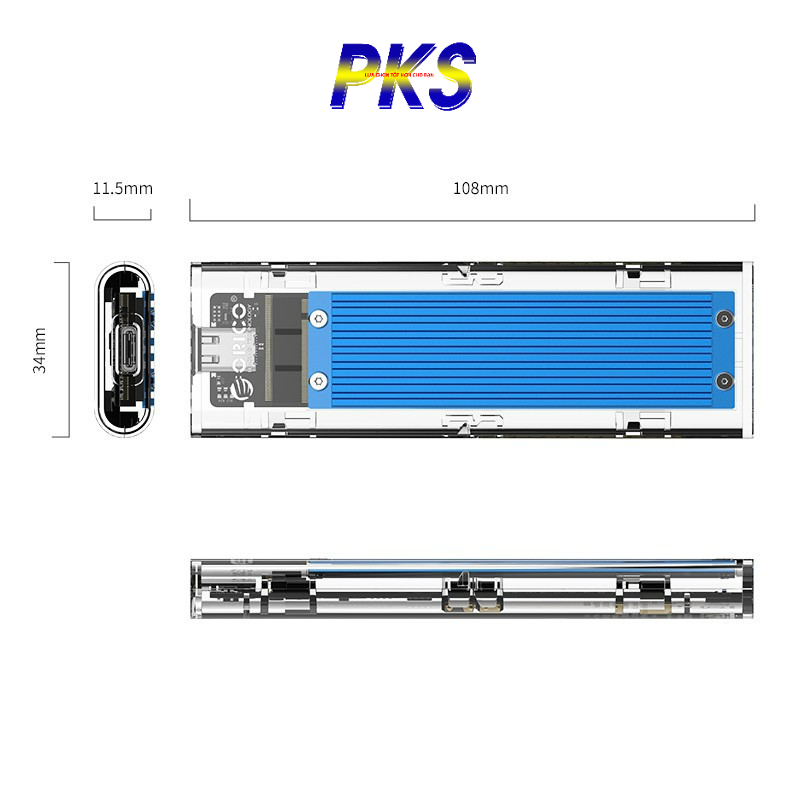 Hộp đựng ổ cứng M2 NVME ORICO TCM2-C3 USB 3.0 và USB Type C