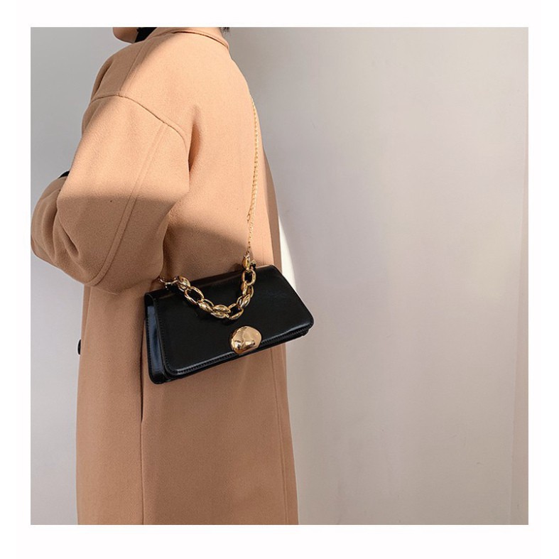 Túi xách nữ, túi đeo chéo da trơn khóa tròn thời trang Hàn Quốc siêu xinh TX28  - Chip Xinh