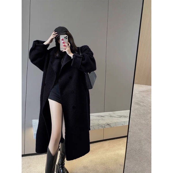Áo khoác lông dáng dài hot douyin-có ảnh thật