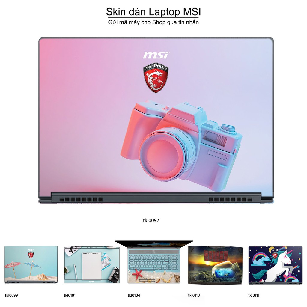 Skin dán Laptop MSI in hình thiết kế nhiều mẫu 2 (inbox mã máy cho Shop)