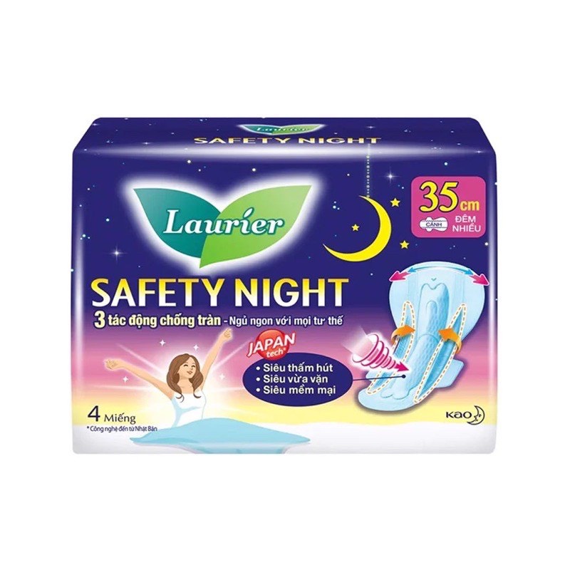 BĂNG VỆ SINH ĐÊM LAURIER SAFETY NIGHT ( loại 4 miếng )