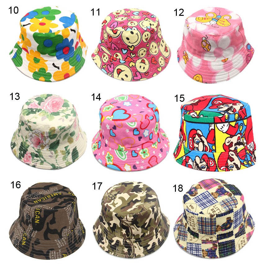Nón Bucket Chất Canvas Hoạ Tiết Hoa Cho Bé