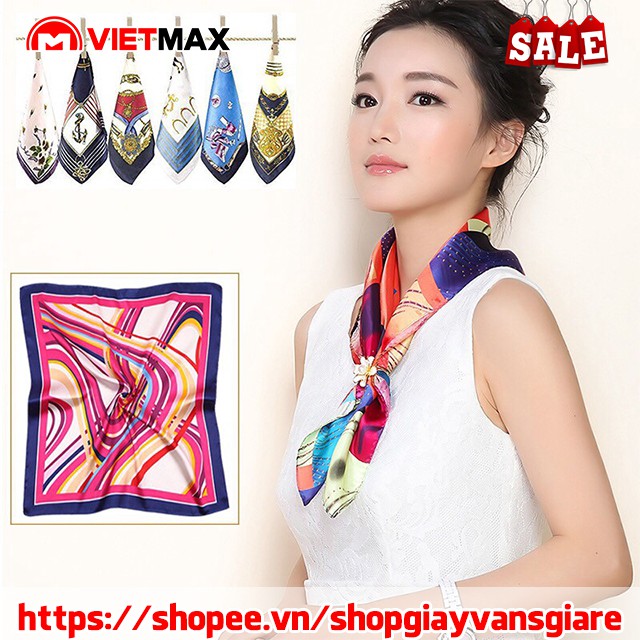 Khăn Headband Bandana Lụa Satin Vuông (50x50 cm) Thanh Lịch Cho Nữ