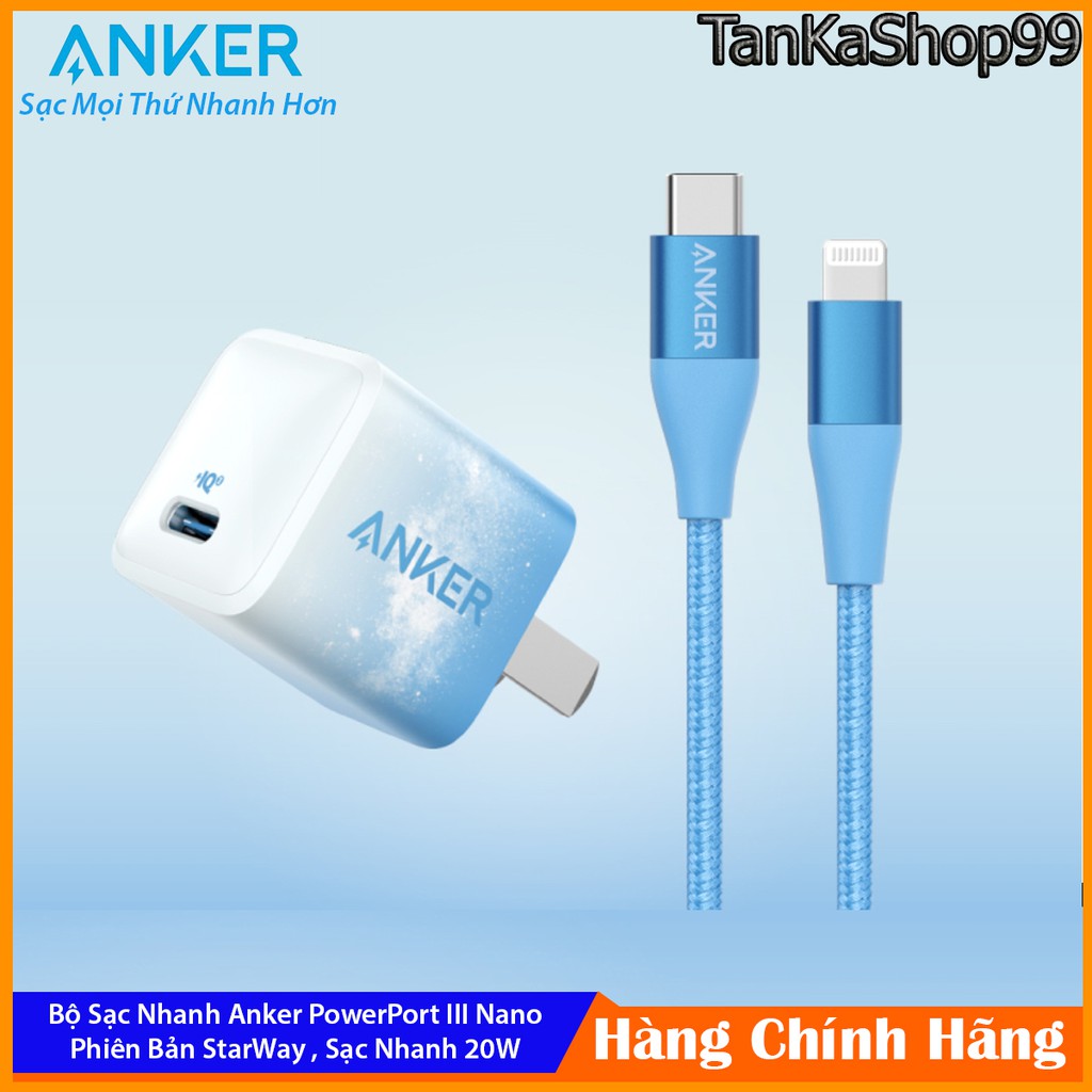 Bộ Sạc Nhanh Anker Nano StarWay Bản Giới Hạn, Sạc Nhanh 20W Cho iPhone A2633 + A9541