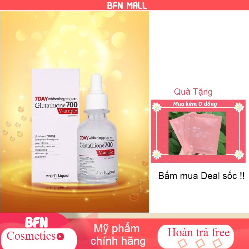 Serum dưỡng trắng làm đều màu da Angel Liquid 7 Day Whitening Program Glutathione 700 V-Ample 30ml