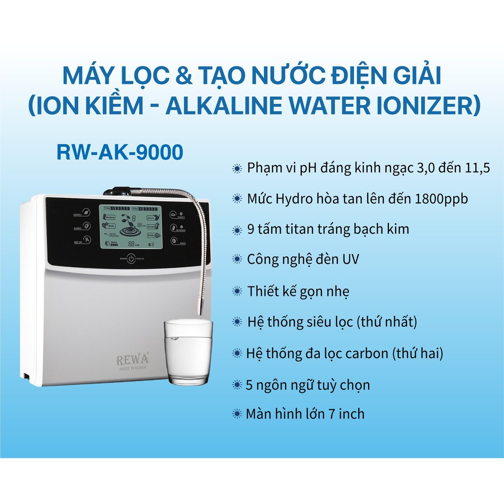 Máy lọc và tạo nước Ankaline Hydro Kiềm RW-AK-9000