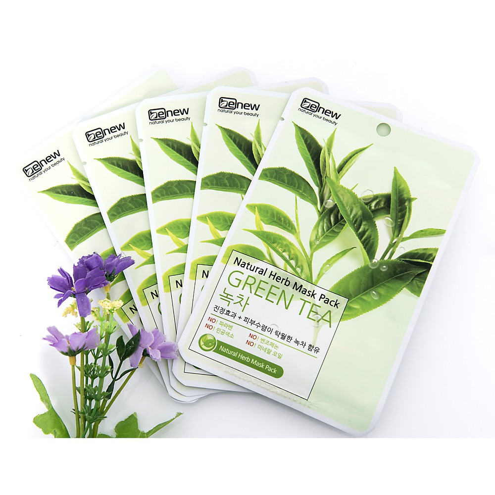 Combo 10 miếng  Mặt nạ dưỡng ẩm săn chắc da Hàn Quốc BENEW Natural Herb Mask Pack