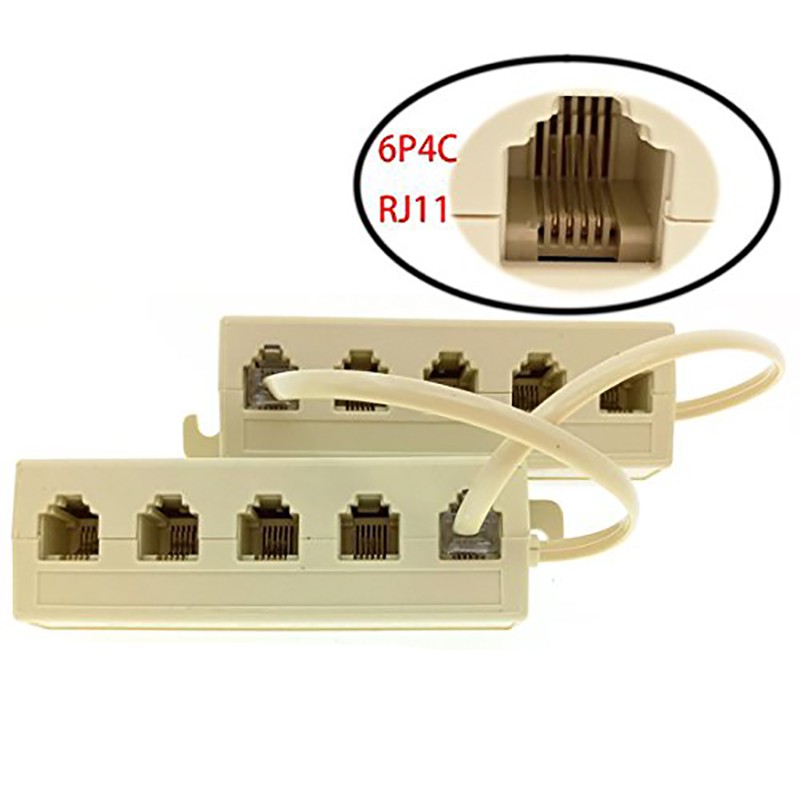 Bộ chia RJ11 5 cổng - Hộp chia cổng RJ11 1 ra 5 chia từ 1 cổng RJ11 ra 5 điện thoại để bàn dùng chung 1 tín hiệu