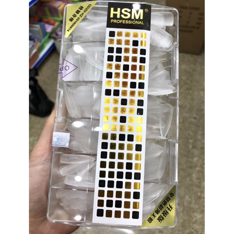 Móng úp HSM phom nhọn nhám - hộp 500 móng