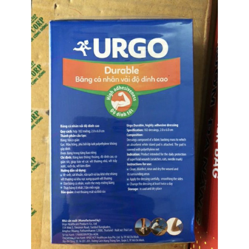 Set 10 miếng Băng cá nhân Urgo vải độ dính cao