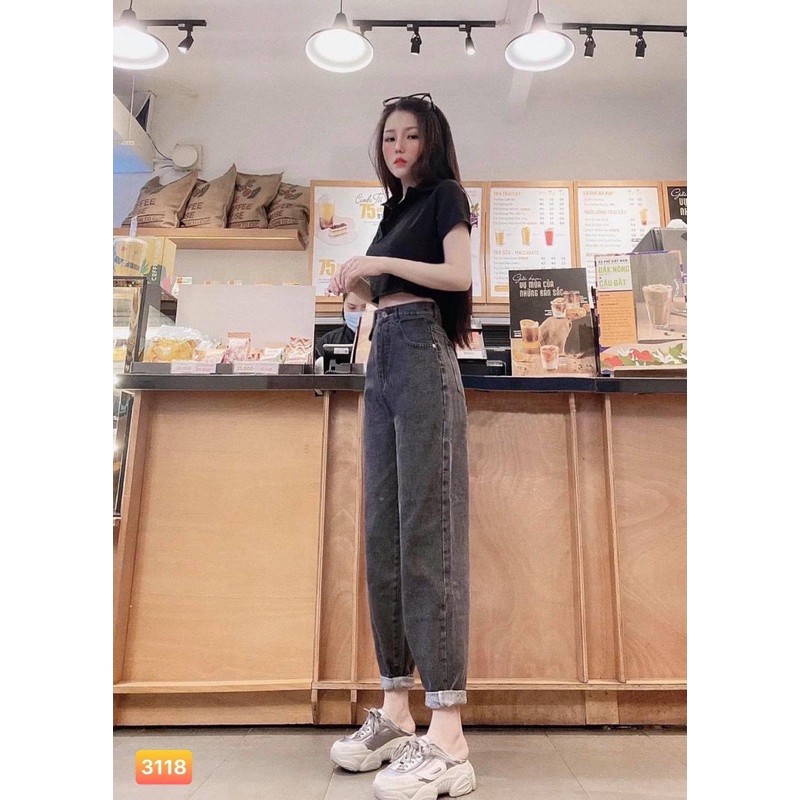 Quần baggy jean nắp bọ xám đen mã 086, hình thật 100%