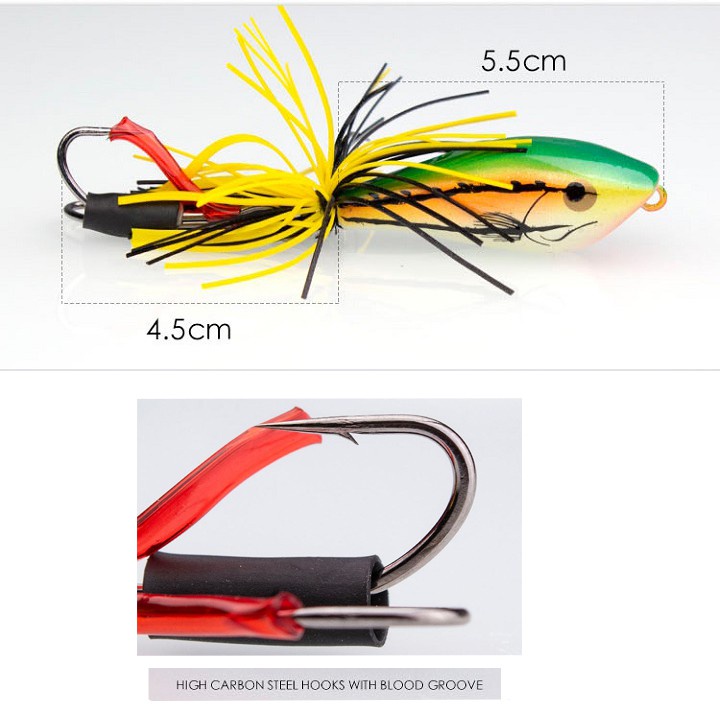 [Chất Lượng ] Mồi Câu Cá Mồi Lure Mồi nhái giả câu cá lóc 10gr 55mm