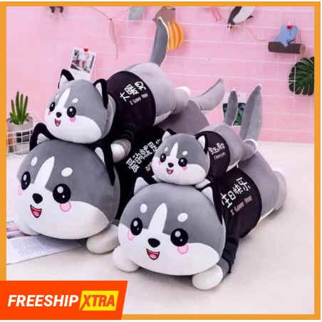 Gối Ôm Hình Thú Mèo Husky - Gấu ôm mèo mềm mịn co giãn 4 chiều - CHẤT LIỆU CHUẨN