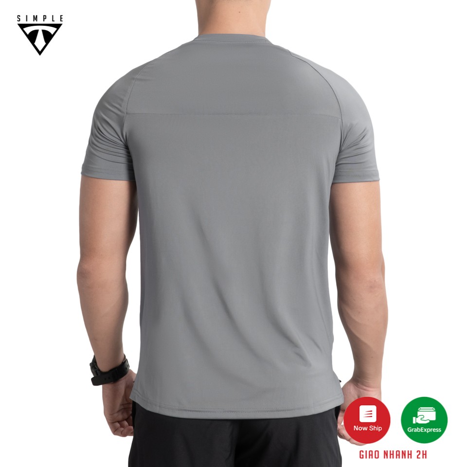 Áo Thể Thao Nam TSIMPLE Coolpass tập gym ngắn tay vải thun lạnh thoáng mát, co giãn, chuẩn form màu Xám