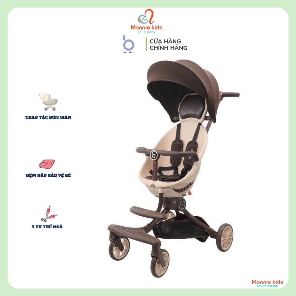 Xe đẩy gấp gọn 2 chiều cho bé Baobaohao V18 , xe đẩy du lịch 5 tư thế - Monnie Kids