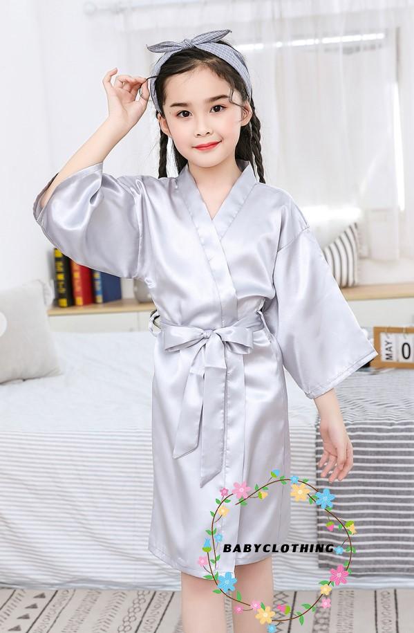 Áo Choàng Tắm Kiểu Kimono Bằng Lụa Satin Cho Bé Gái