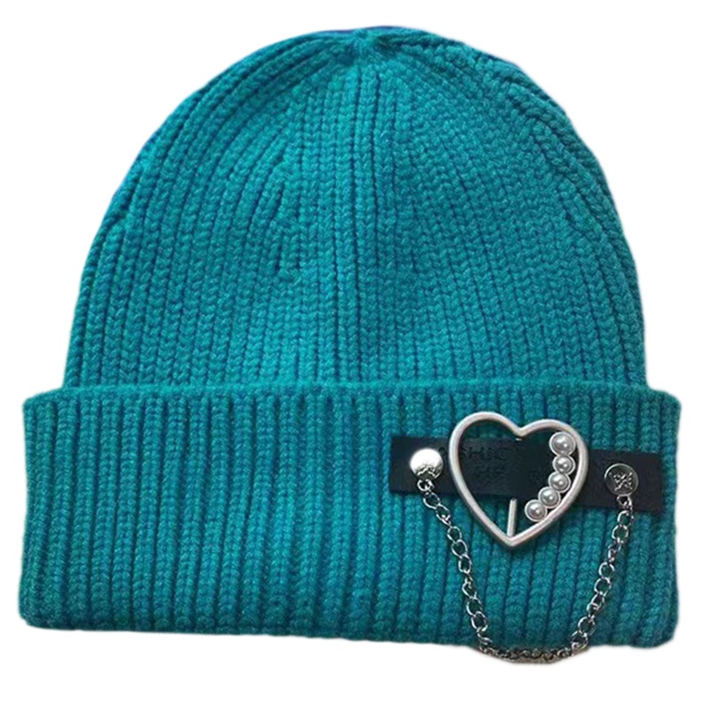 Mũ Len Beanie Phối Dây Xích Kim Loại Hình Trái Tim Thời Trang Cho Halloween / Giáng Sinh