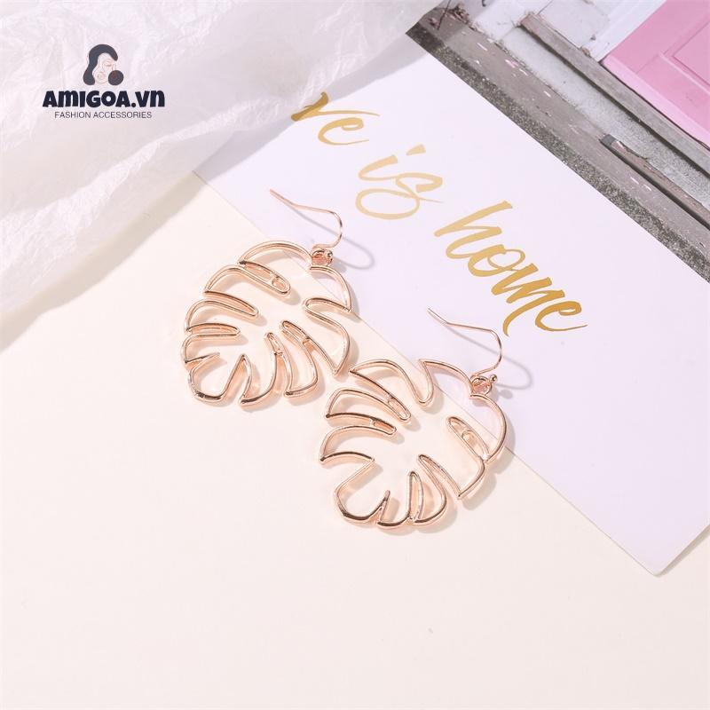 Khuyên Tai Lá Chuối Rỗng Đơn Giản Phong Cách Dân Tộc Cổ Điển