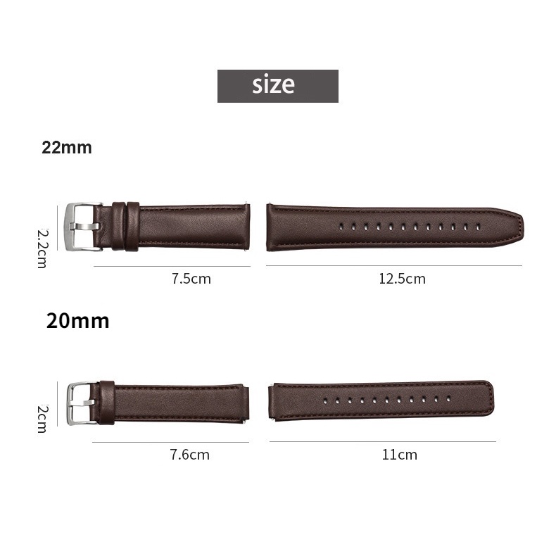 Dây Da Đeo Tay 16mm 18mm 20mm 22mm Cho Đồng Hồ Thông Minh Huawei B3 B5 gt2 Smart Watch Samsung Galaxy 3 45mm