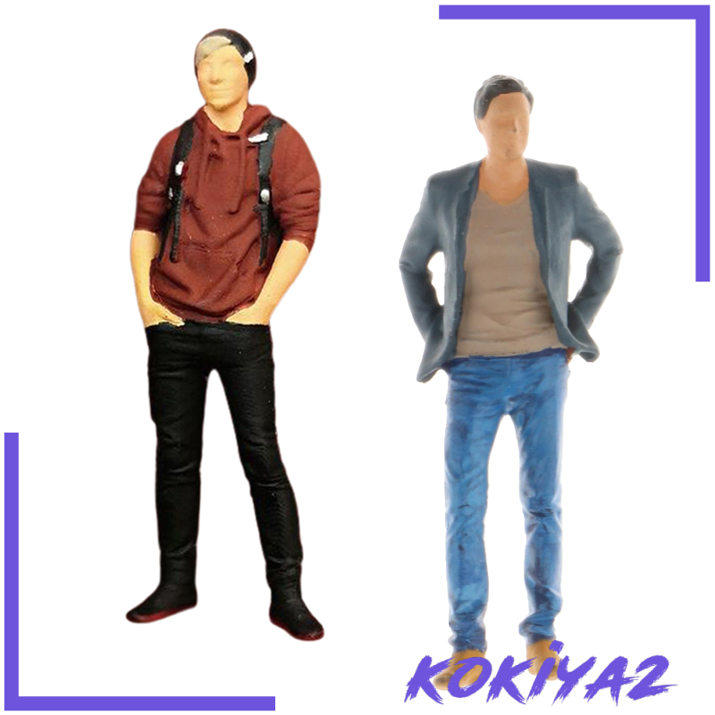 [KOKIYA2]2Pcs RM 1:64 Scale Resin Figures Backpacker Tourist Traveler Miniature Street