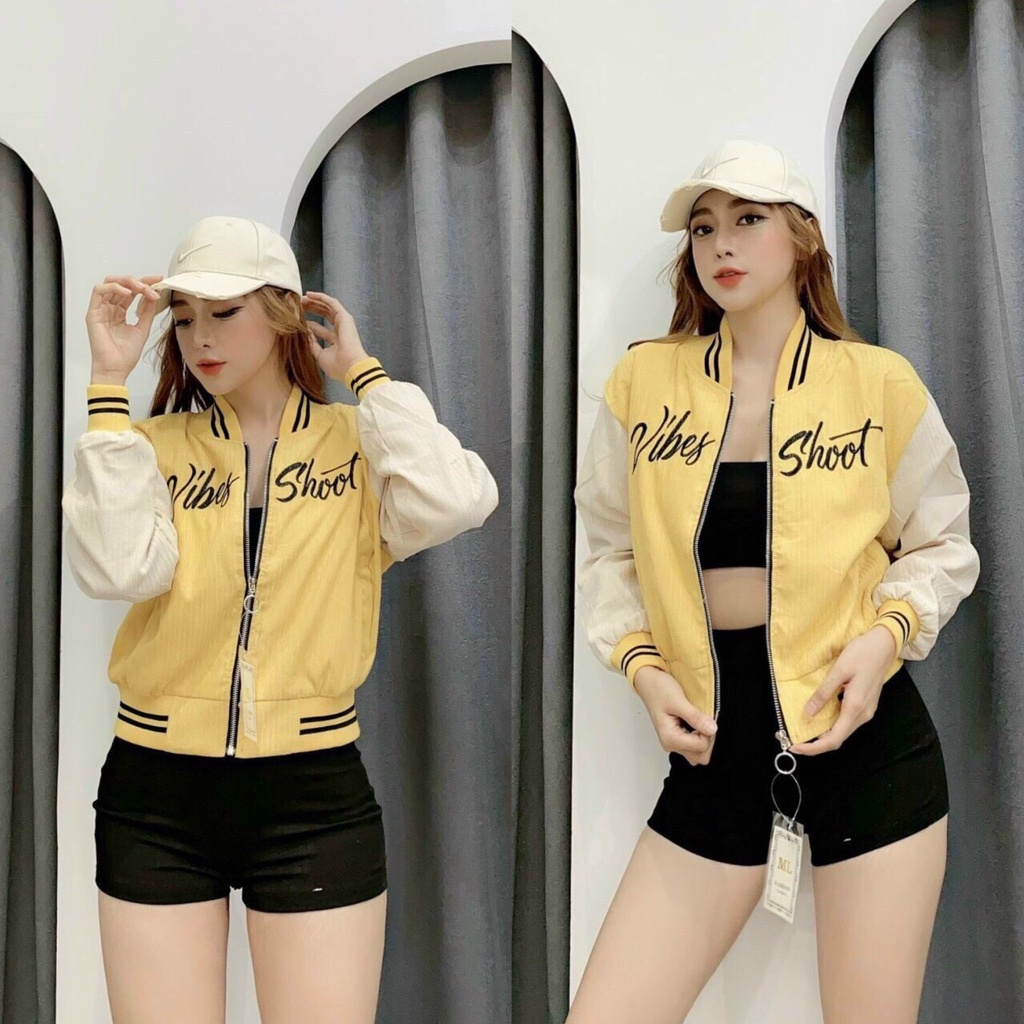 Áo khoác bomber nữ - Áo khoác nữ gió dù 2 lớp chống nắng nhẹ nhàng dễ phối đồ