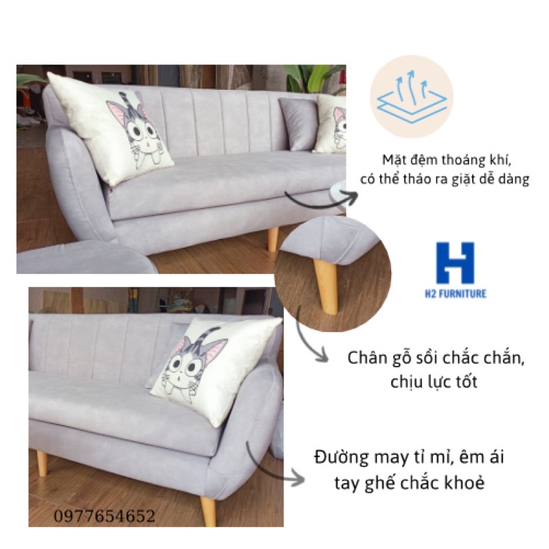 Ghế Sofa Stripe H2 Furniture chất liệu vải nỉ khung gỗ tự nhiên đệm mút đàn hồi sofa phòng khách phòng ngủ