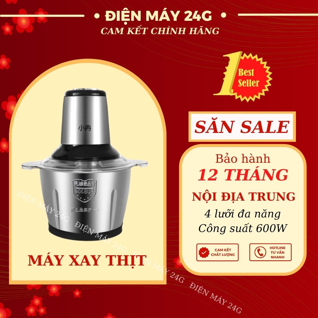 Máy Xay Thịt DIENMAY24G 2 Lít cối xay inox lưỡi dao kép 4 lưỡi phù hợp để xay thịt cá xay tỏi ớt xay thức ăn dặm cho bé