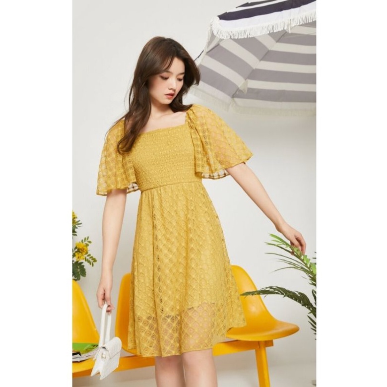 ẢNH THẬT váy ren vàng Vero Moda chính hãng sale