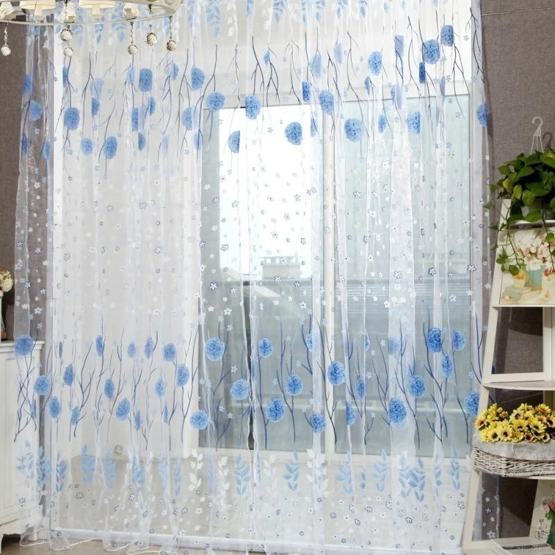 Rèm Cửa Vải Tuyn Họa Tiết Hoa 100x200cm