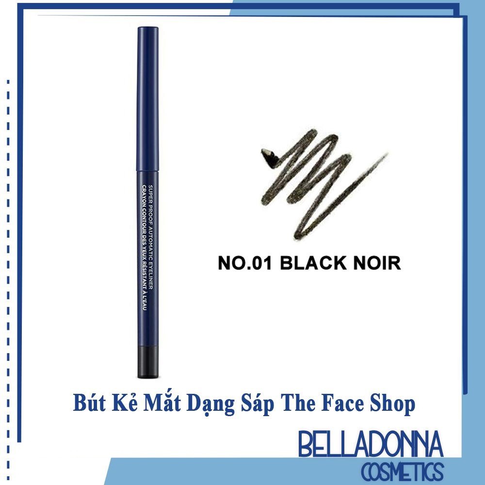 Bút Kẻ Mắt Dạng Sáp TheFace Shop Super Proof Automatic Eyeliner #01 Black: Đen