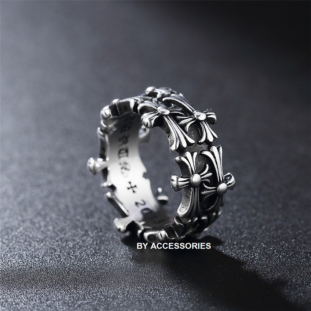 Nhẫn titan mảnh ghép Chrome hearts không gỉ MR201101