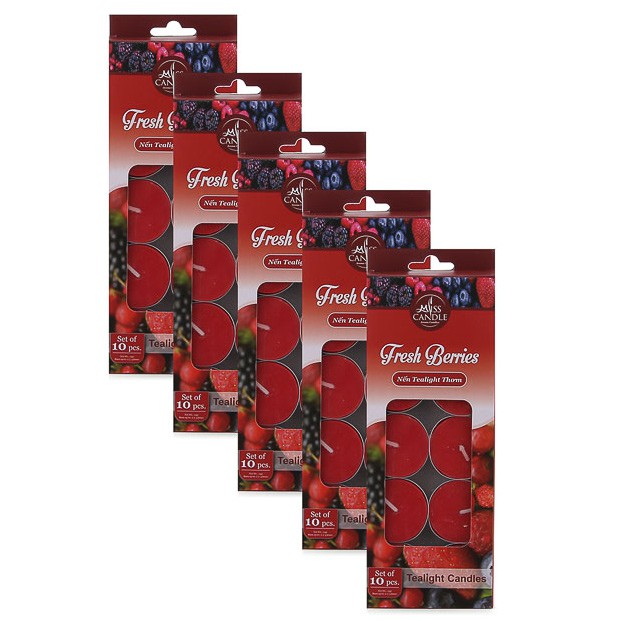 Combo 5 hộp nến tealight thơm Miss Candle FTRAMART MIC0147 Fresh Berries (Hương việt quất)