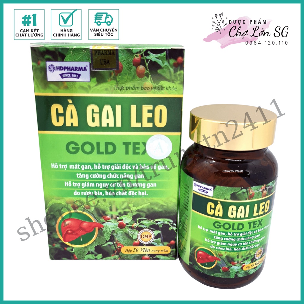 Viên uống CÀ GAI LEO GOLD TEX hỗ trợ giải độc gan, làm mát gan, hạ men gan (MÀU XANH) – Chai 50 viên